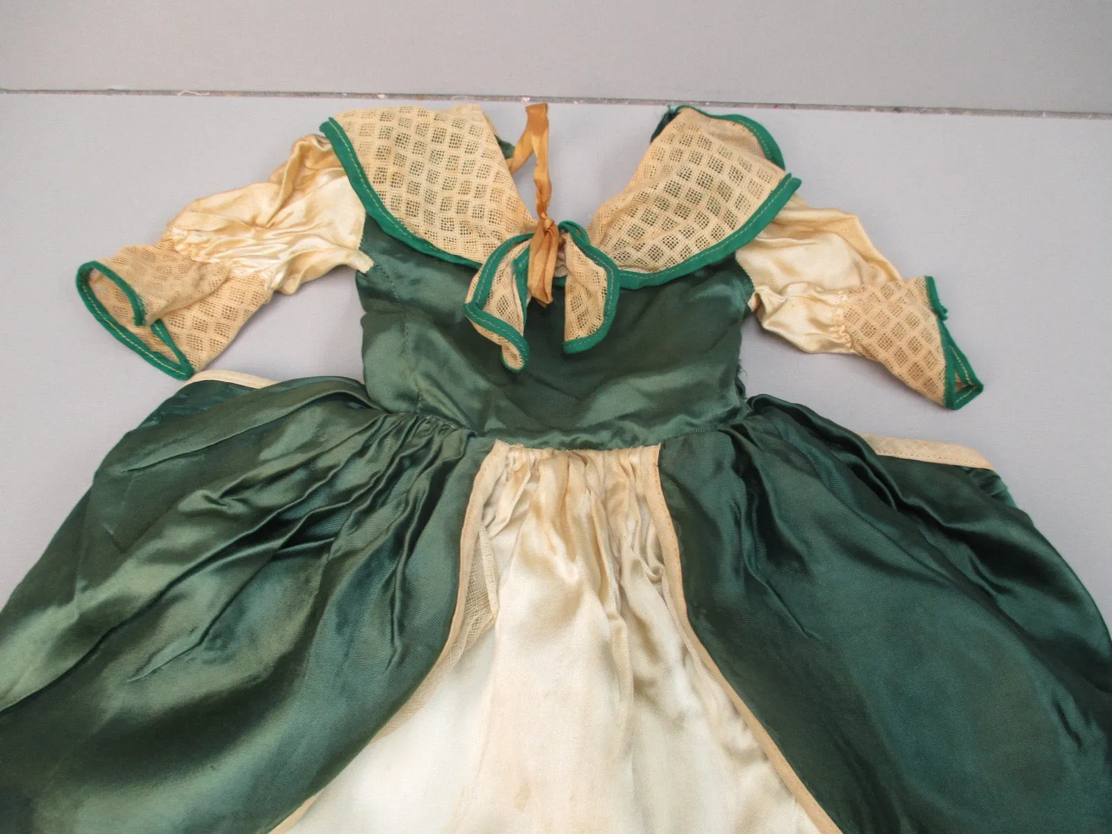 Vintage green satin doll dress