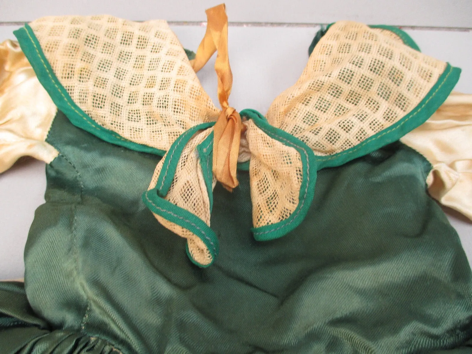 Vintage green satin doll dress