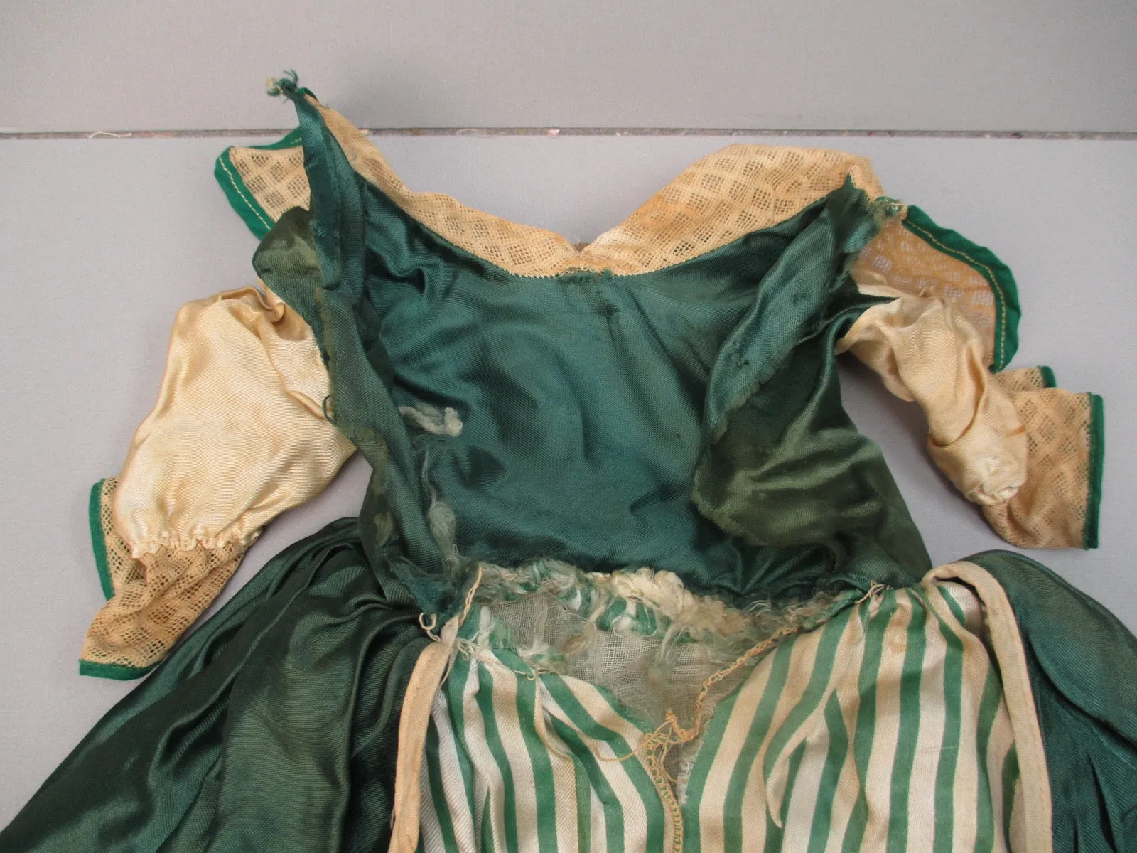 Vintage green satin doll dress