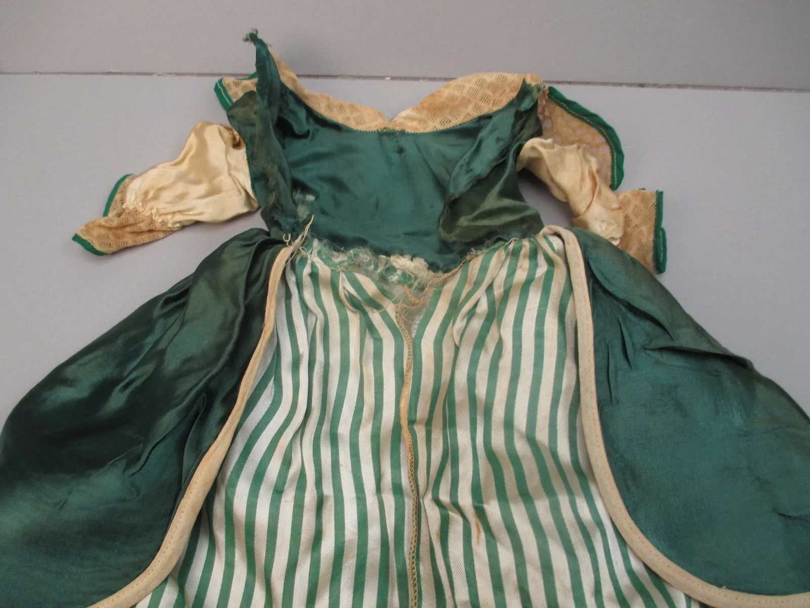 Vintage green satin doll dress