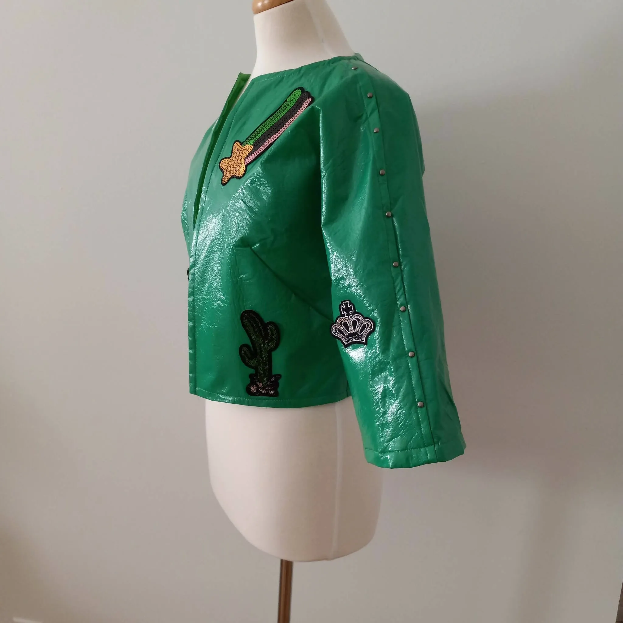 Vintage Inspired Green Patent Leather Jacket