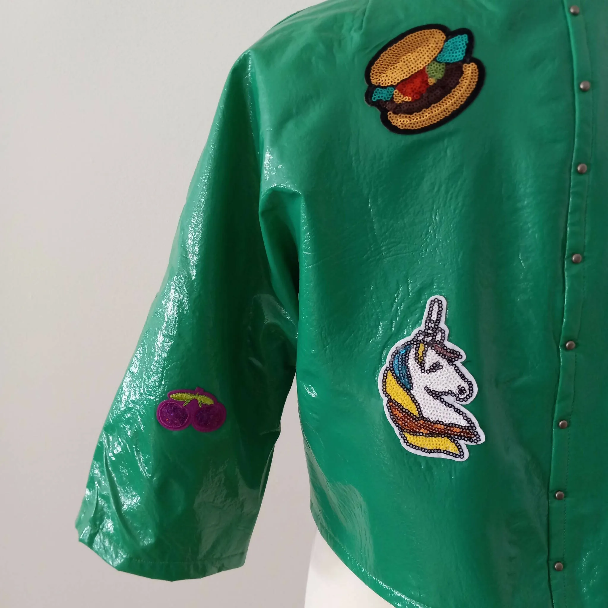 Vintage Inspired Green Patent Leather Jacket