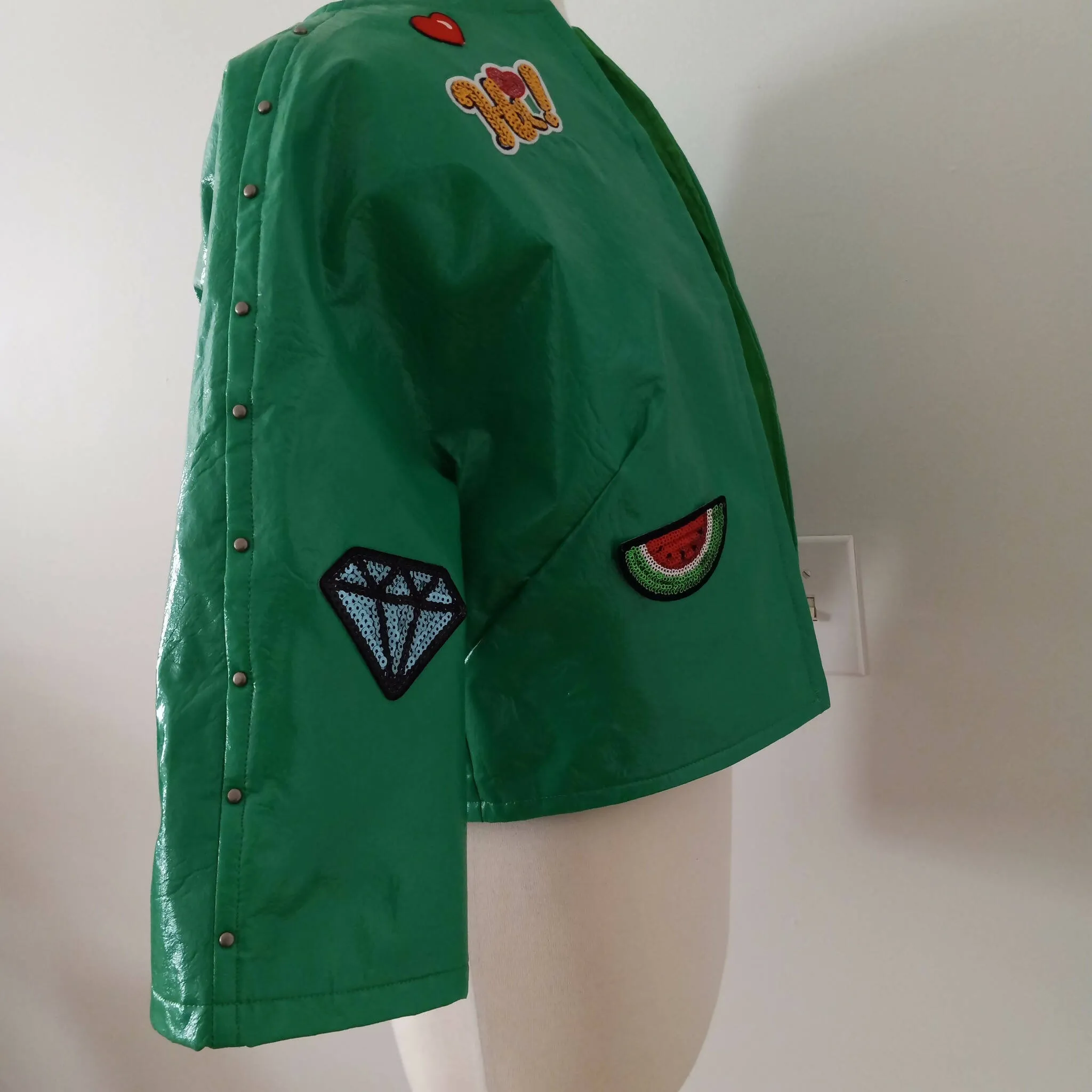 Vintage Inspired Green Patent Leather Jacket