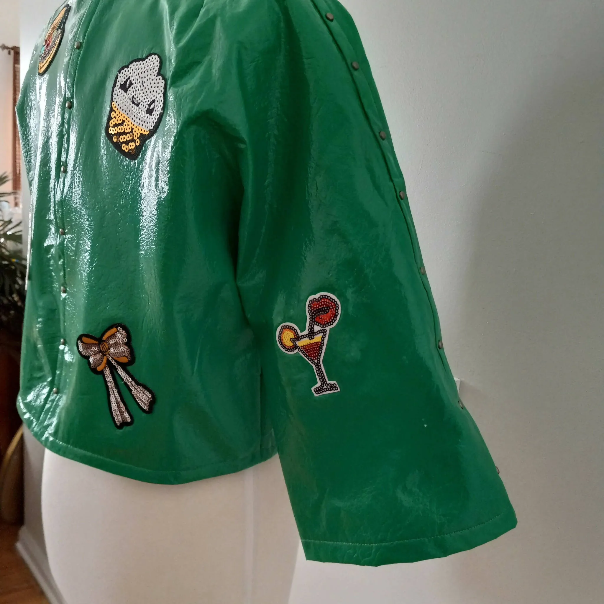Vintage Inspired Green Patent Leather Jacket