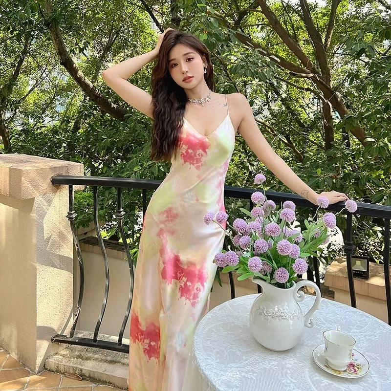 Women's Silk Tie Dyed Slip Dress