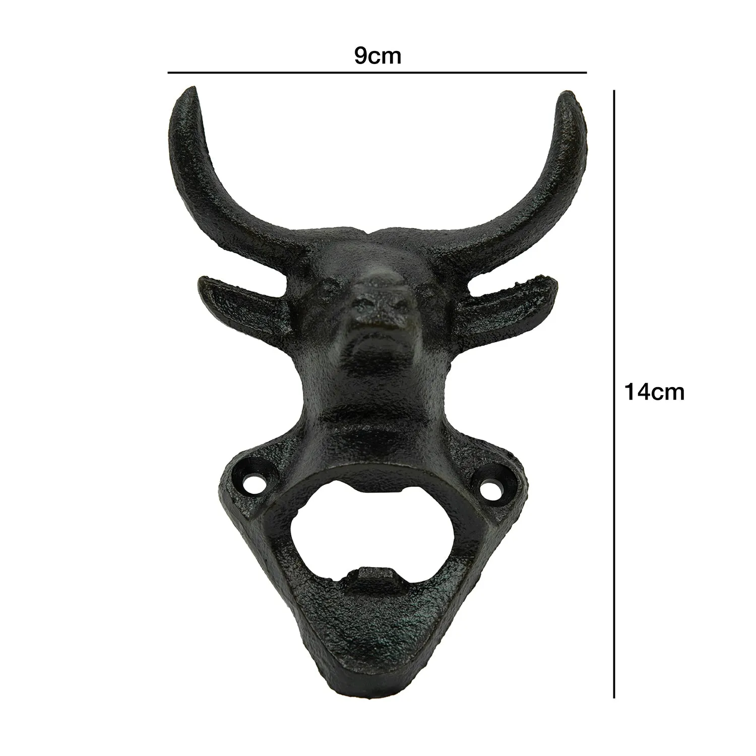 Woodside Wall Mounted Cast Iron Bull Head Beer Bottle Opener, Rustic/Antique