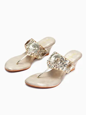 Zoe Sequined Festive Wedges