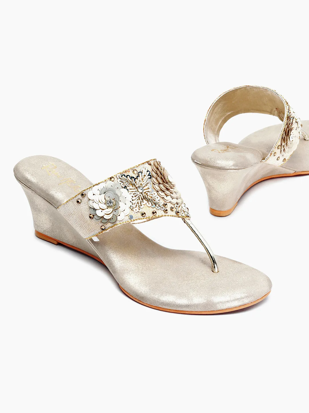 Zoe Sequined Festive Wedges