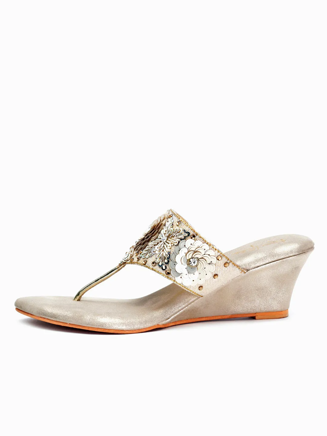 Zoe Sequined Festive Wedges